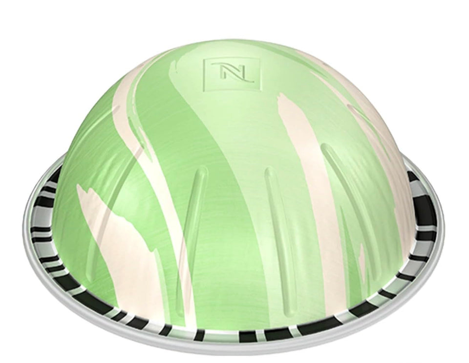 Generic pistachio vanilla over ice pods pack-shot, ideal for quick refreshing cold coffee