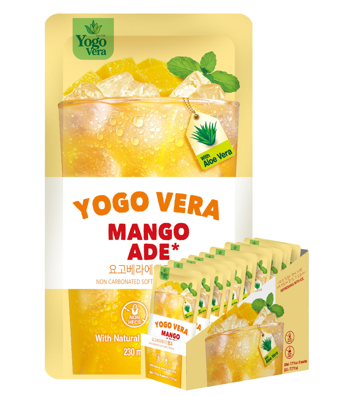 Generic Yogo Vera Mango Ade pouch open for quick grab-and-go refreshment