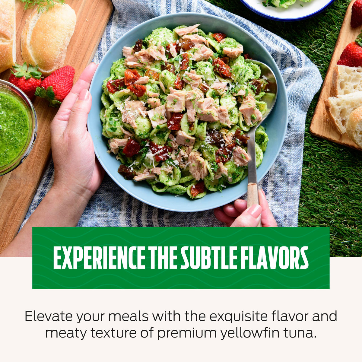 Genova Premium Lite Yellowfin Tuna in Water on a plate demonstrates convenient, protein-packed lunch.