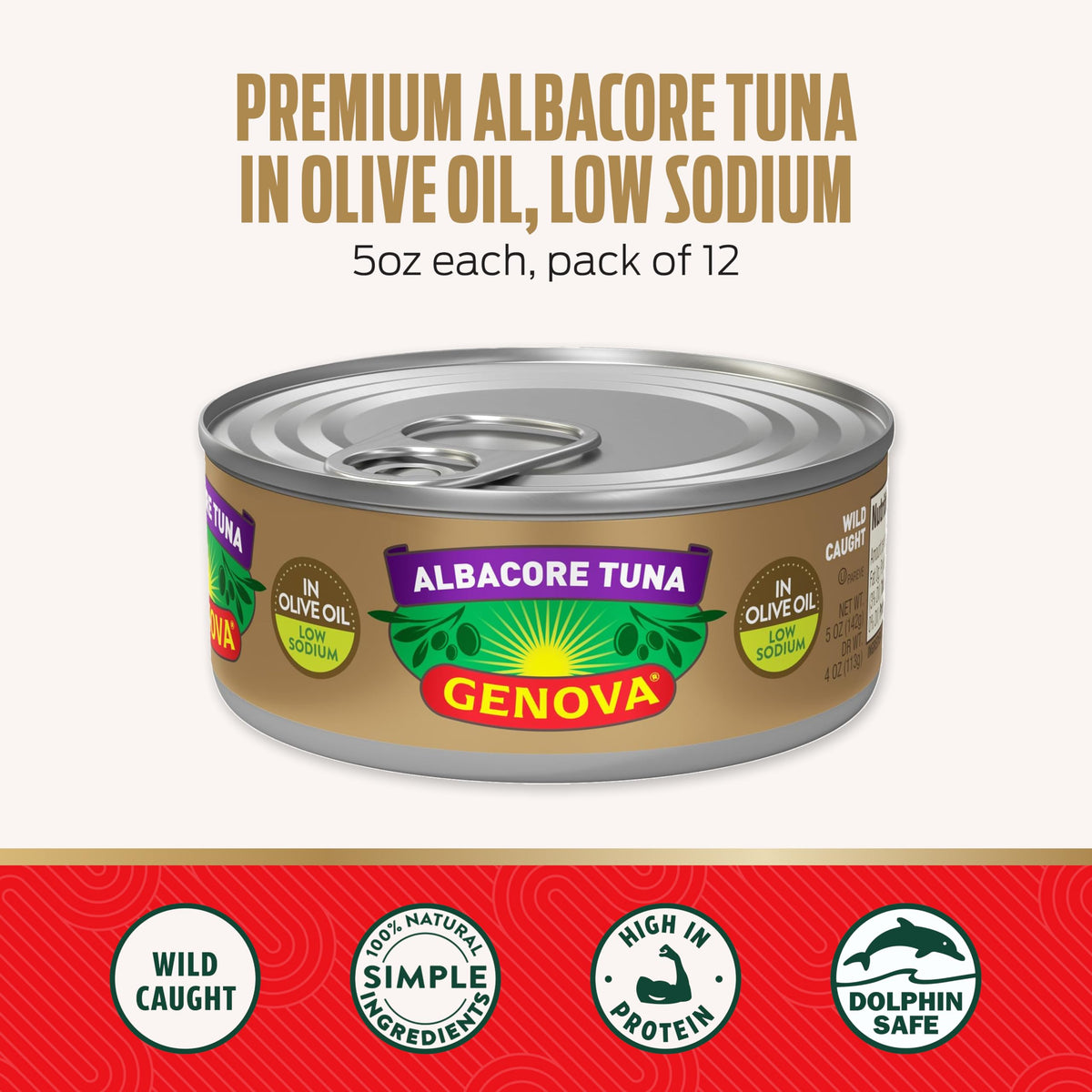 Genova tuna can opened showing light flaky texture