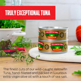 Genova tuna on kitchen counter ready for salads and pastas