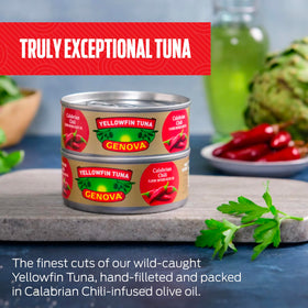 Genova tuna tossed with pasta enhances a puttanesca-inspired dish.