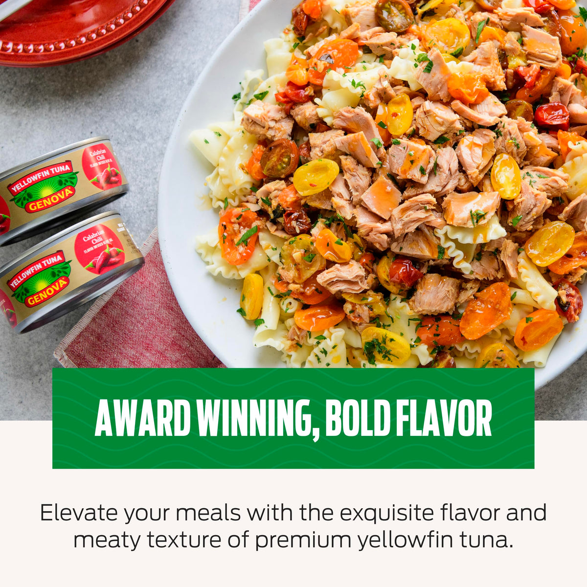 Genova tuna on a fresh salad highlights lean protein and flavor.