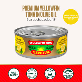 Close-up of Genova tuna in olive oil, showing premium texture and aroma.