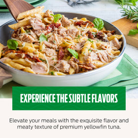 Genova tuna on pasta dish showcases quick, protein rich meal.