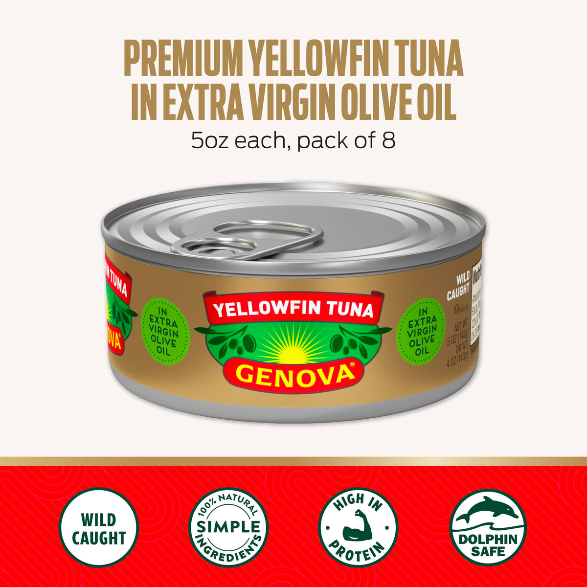 Genova Yellowfin Tuna with sea salt detail emphasizes robust flavor for salads.