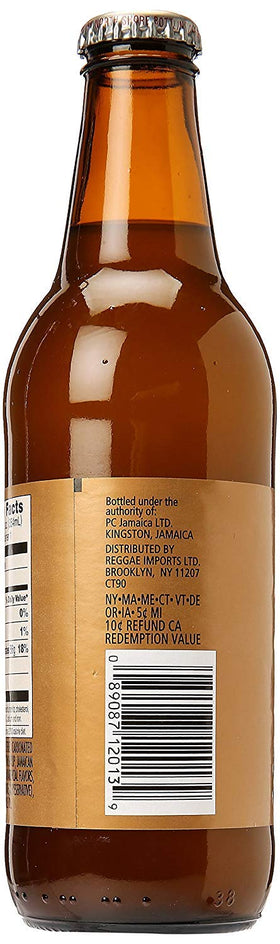 Genuine Jamaican Ginger Beer bottle close-up, vibrant label for tropical gatherings.