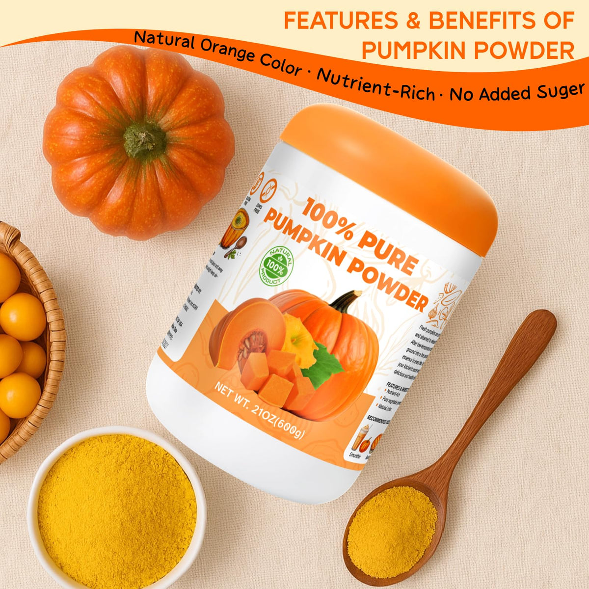 Gephron pumpkin powder for smoothies adds flavor and fiber