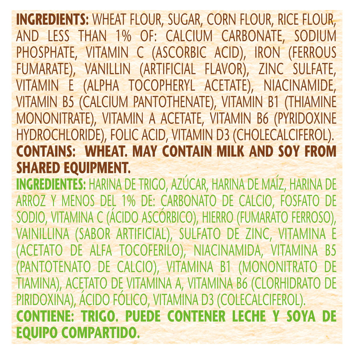 Gerber Nestum 3 Cereals ingredients graphic for a balanced grain blend.