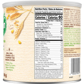 Gerber Nestum 3 Cereals packaging back highlighting vitamins and minerals for healthy development.