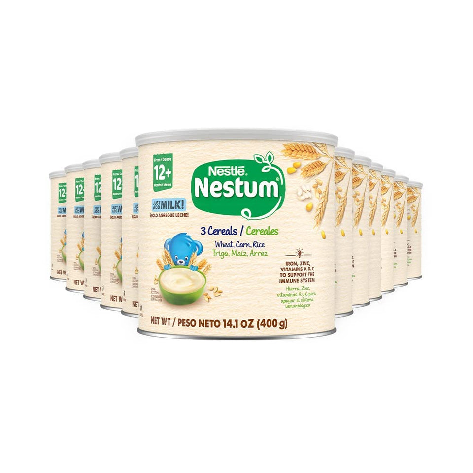 Gerber Nestum 3 Cereals packaging front, ideal quick toddler meals.