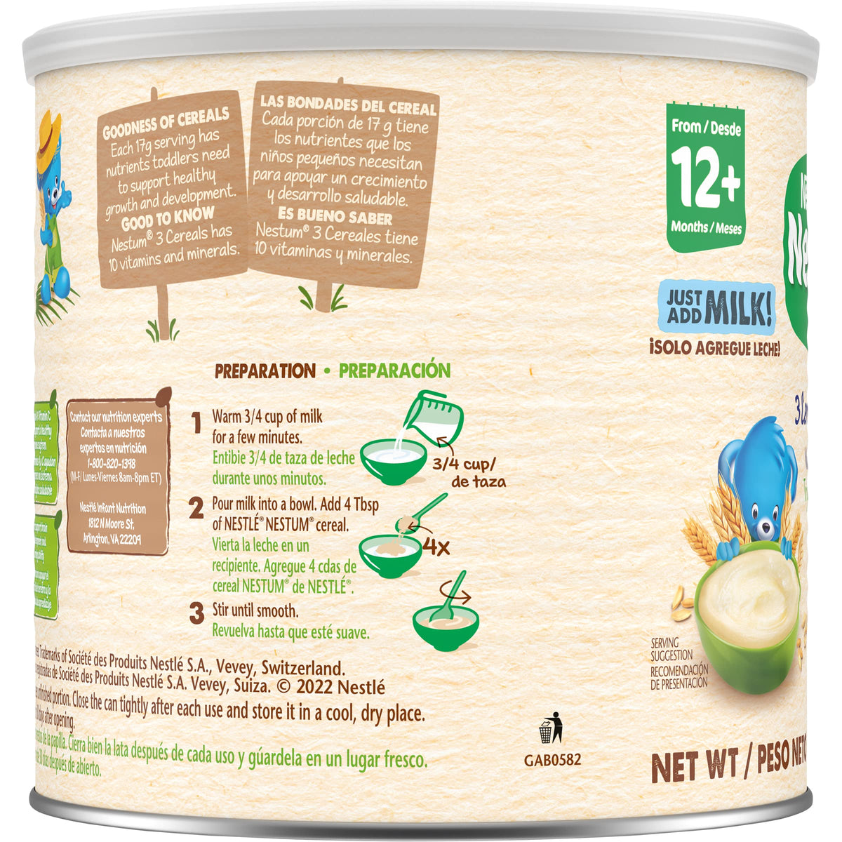 Gerber Nestum 3 Cereals toddler serving bowl, easy for busy mornings.
