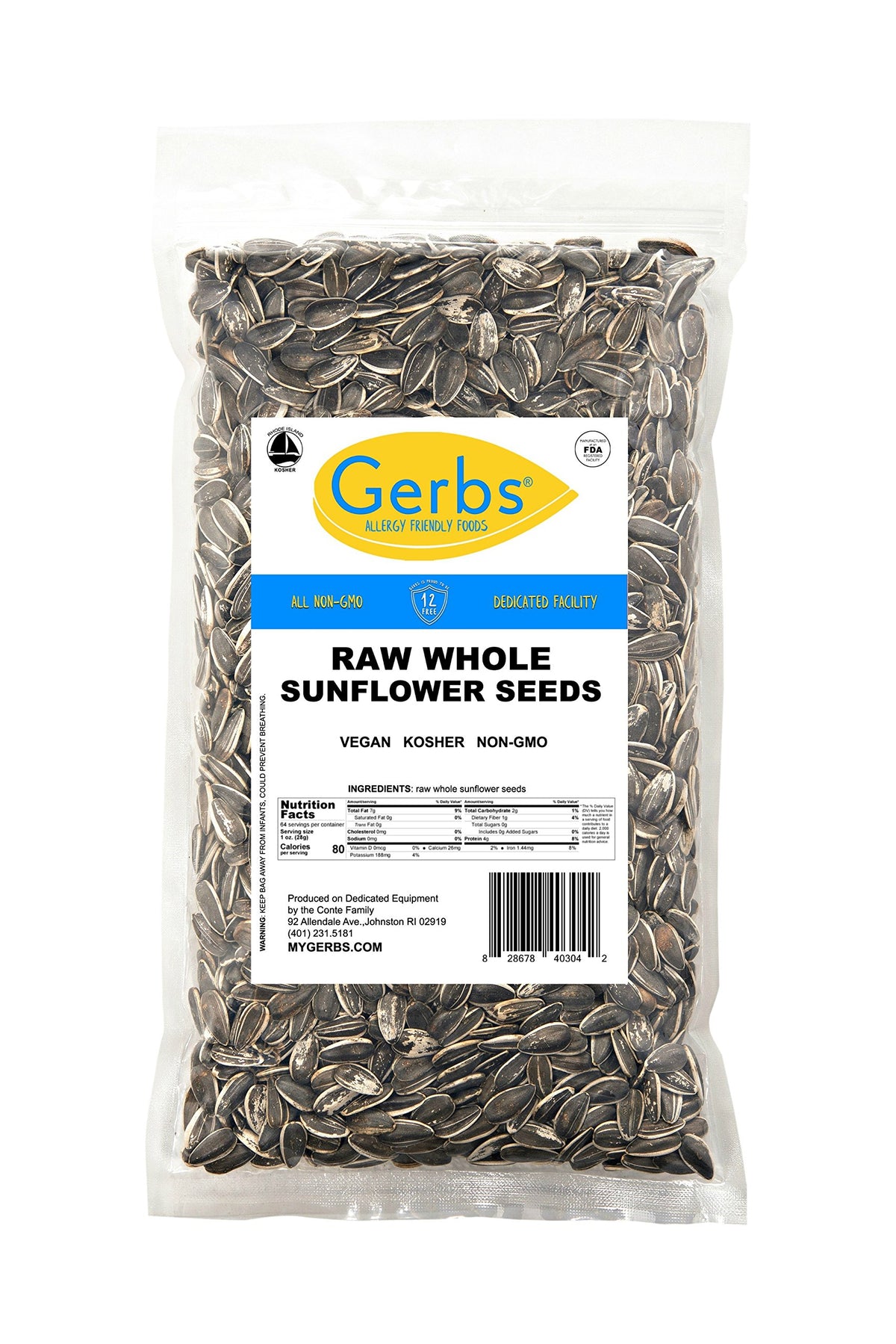 GERBS allergen-free sunflower seeds with top-14-free certification