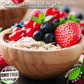 GERBS rolled oats in a baking jar, ready for recipes.