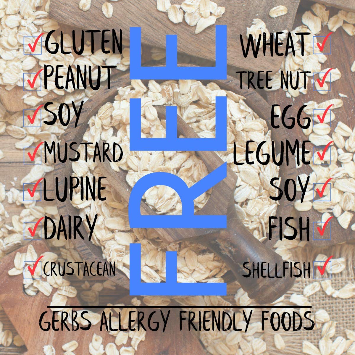 GERBS gluten-free rolled oats measured with cup for precise portions.