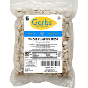 GERBS jumbo raw pumpkin seeds in shell full bag—great snack on the go.