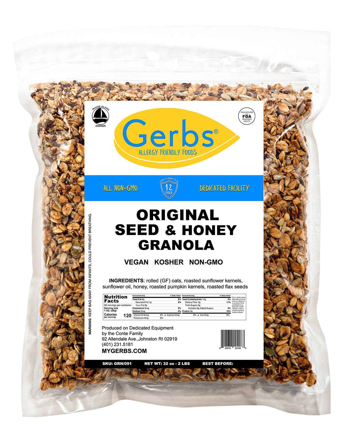 GERBS Granola snack-time option pairs well with yogurt or milk.