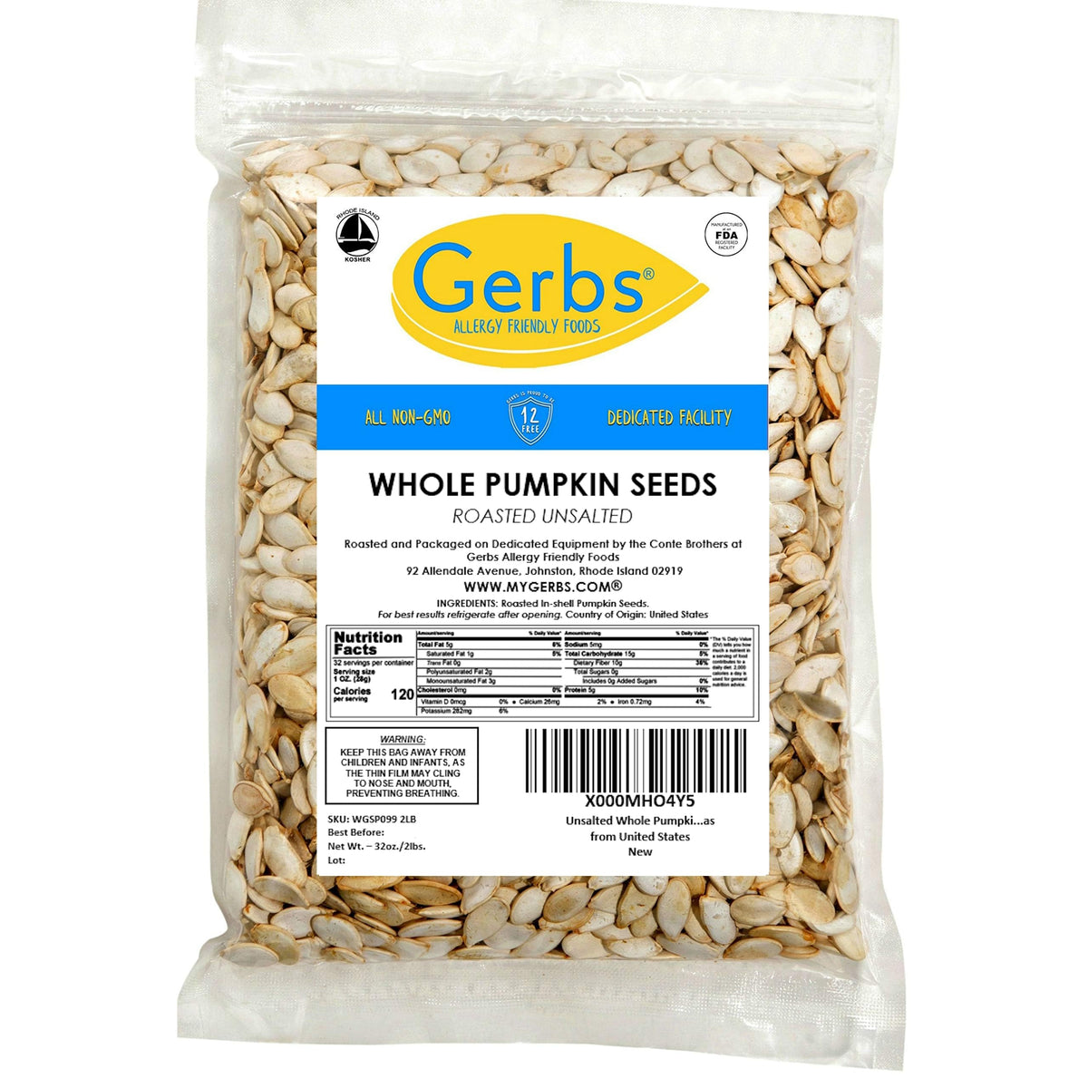 Gerbs premium grade AA pumpkin seeds for cooking, baking, and toppings