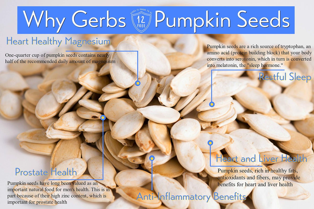 GERBS pumpkin seeds in-shell close-up showing uniform 10.5 mm size and texture