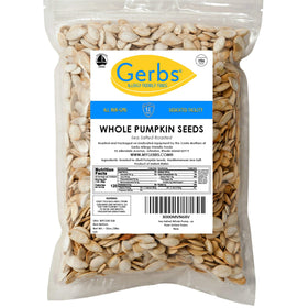 USA-made Gerbs pumpkin seeds label emphasizing quality sourcing