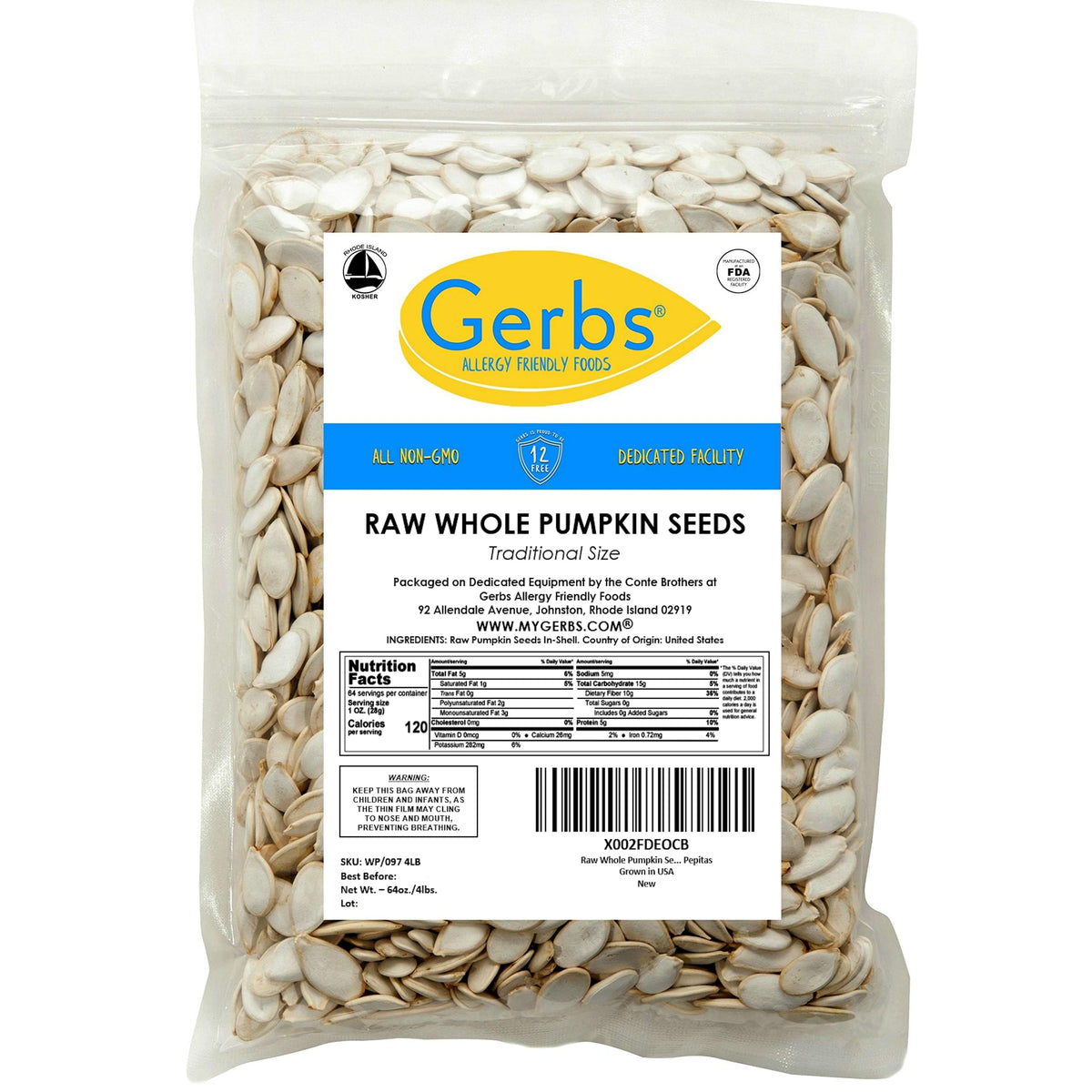 GERBS pumpkin seeds raw in-shell kitchen scenario for snacking and cooking