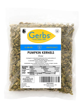 GERBS Raw Pumpkin Seed Kernels mixed into trail mix boost crunch.