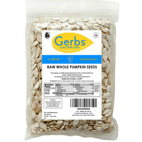 GERBS resealable bag of pumpkin seeds keeps freshness after opening.