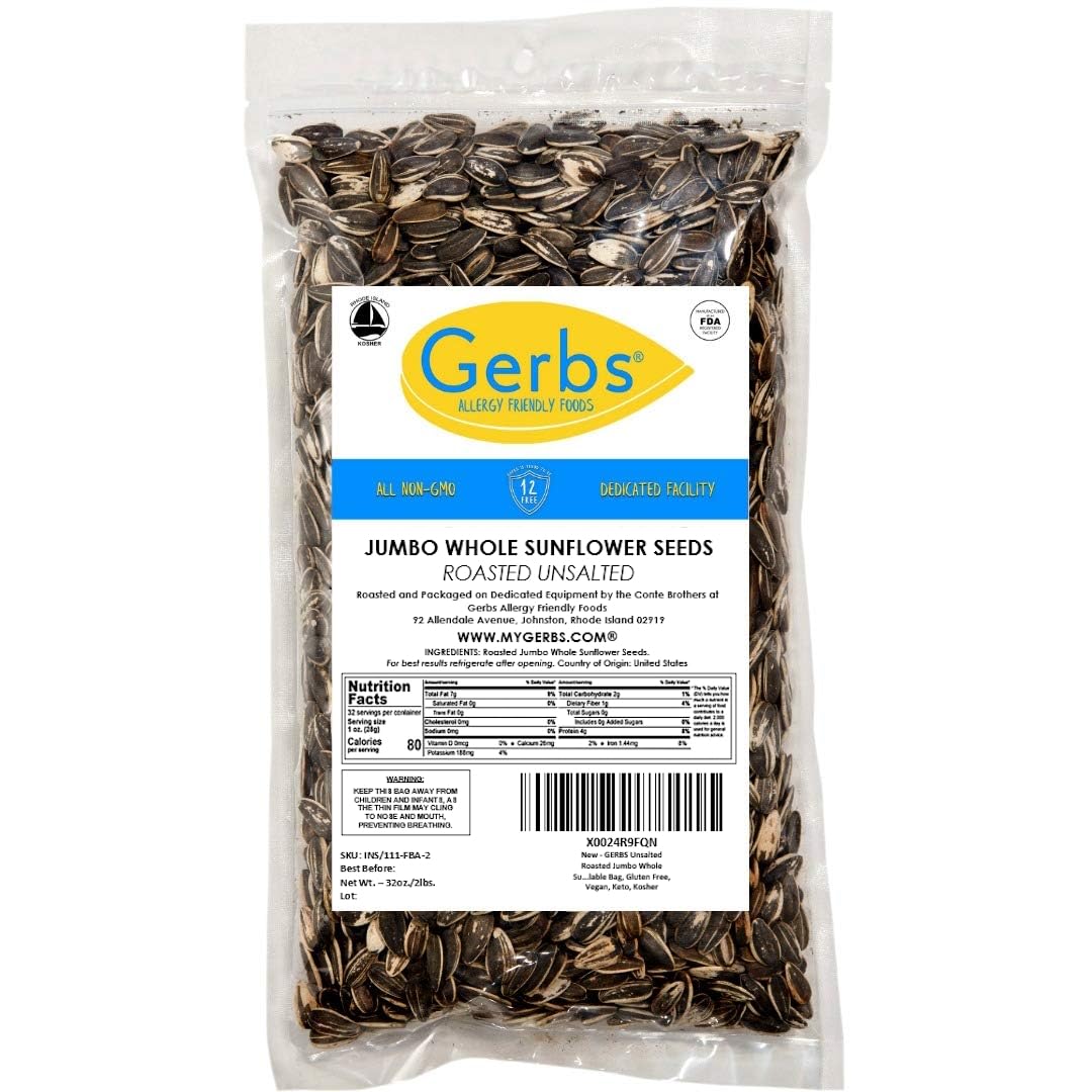 GERBS jumbo unsalted seeds in-shell ready for roasting or snacking