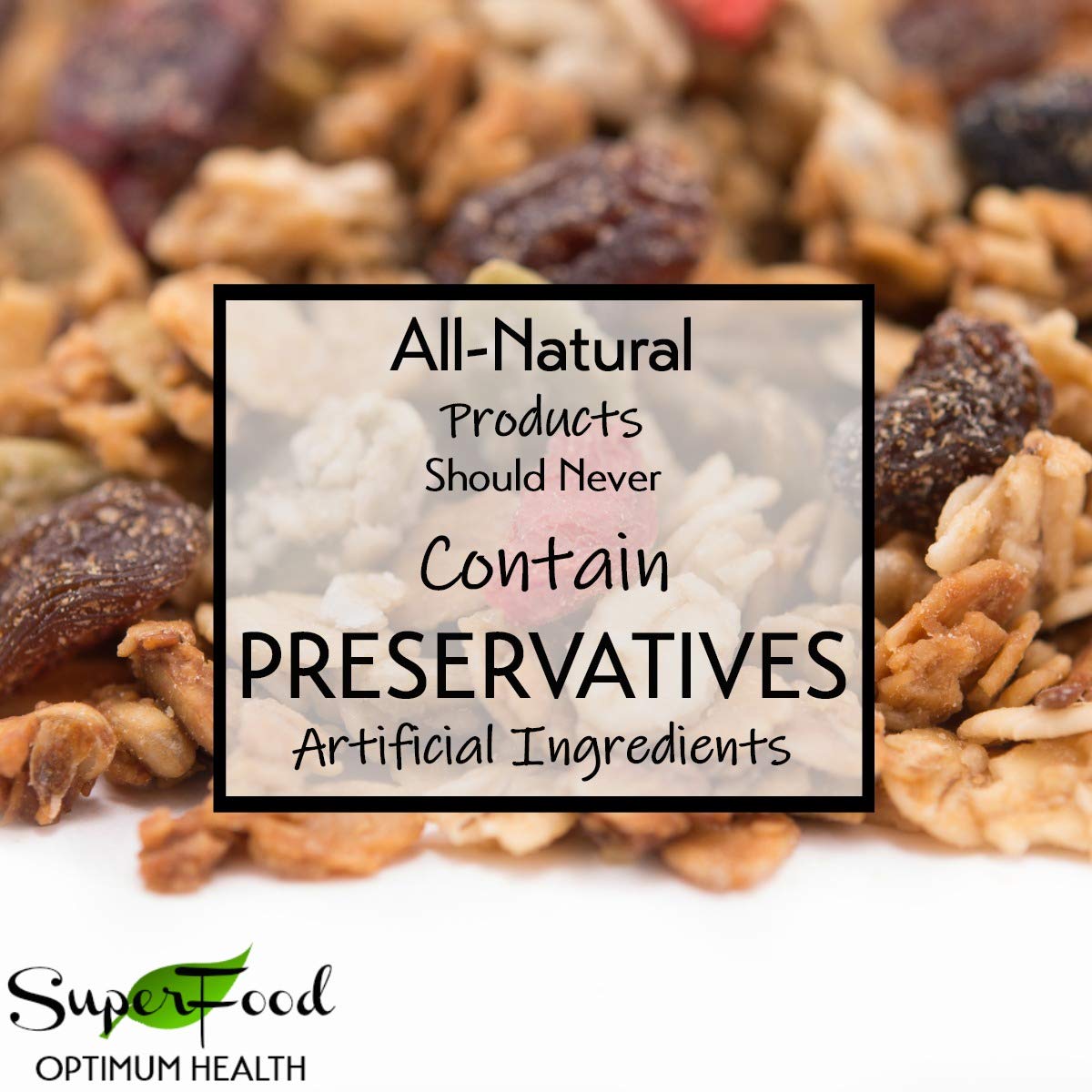 GERBS Super 5 Fruit Granola close-up of ingredients on the label