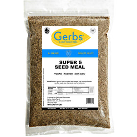 GERBS Super 5 Seed Meal resealable bag emphasizing freshness and shelf life