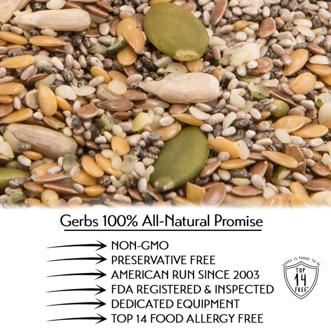 GERBS Super 7 Seed Snack Mix packaging showcases premium ingredients.