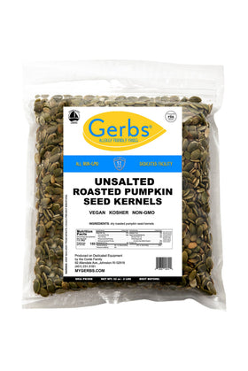 GERBS unsalted pumpkin seed kernels used in baking for nutty flavor.
