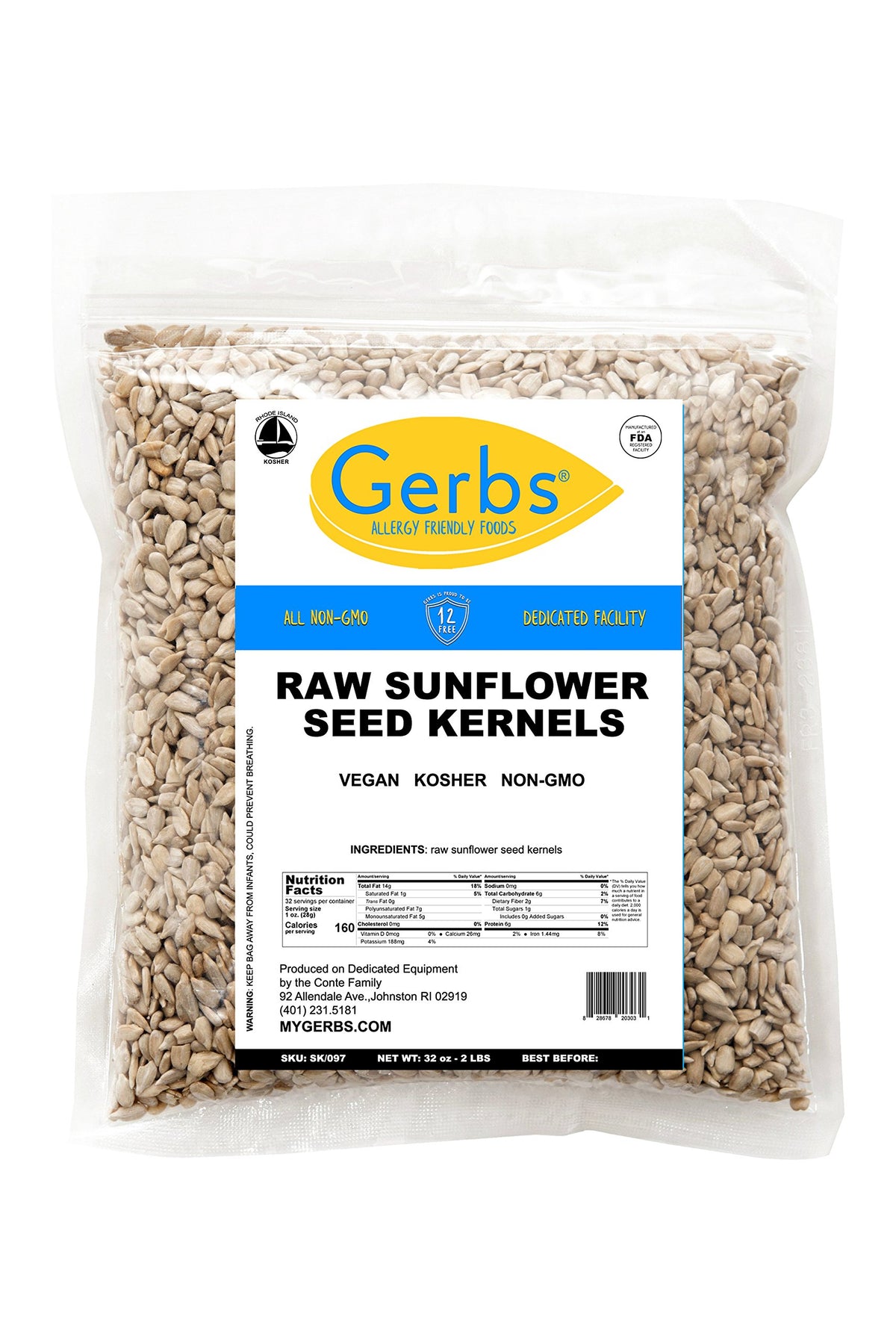 Gerbs vegan kosher symbols indicate dietary compatibility for diverse meal plans.