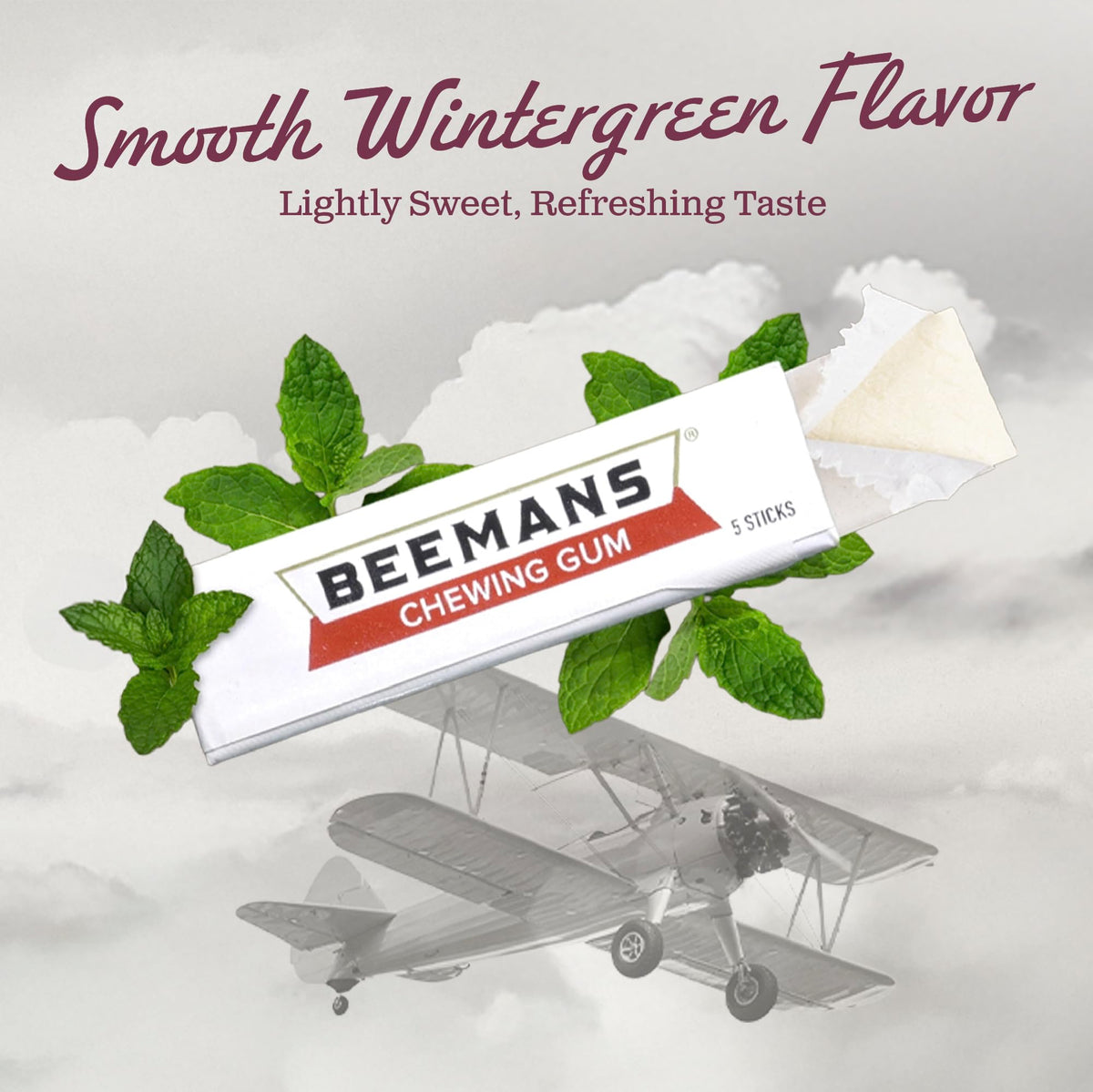 Beeman’s gum sticks inside each packet ready for on-the-go nostalgia.