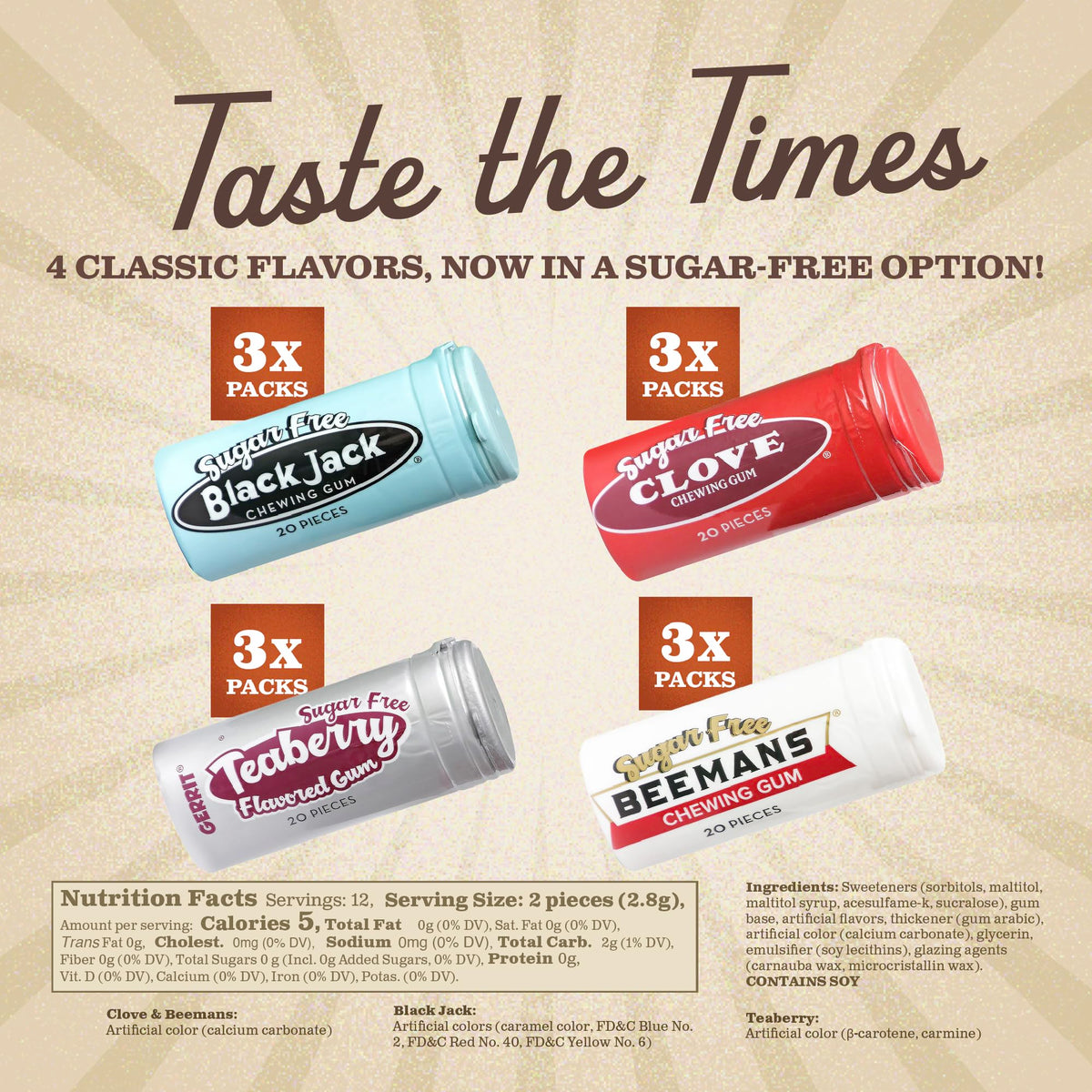 Gerrit's Beeman's sugarfree gum tube offers long-lasting flavor without added sugar