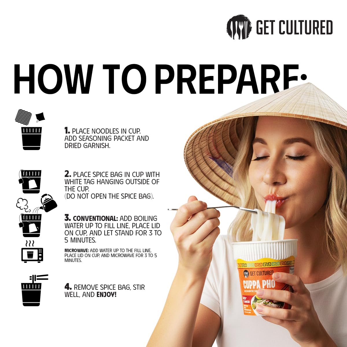 Get Cultured Box microwavable cup held for a quick meal.