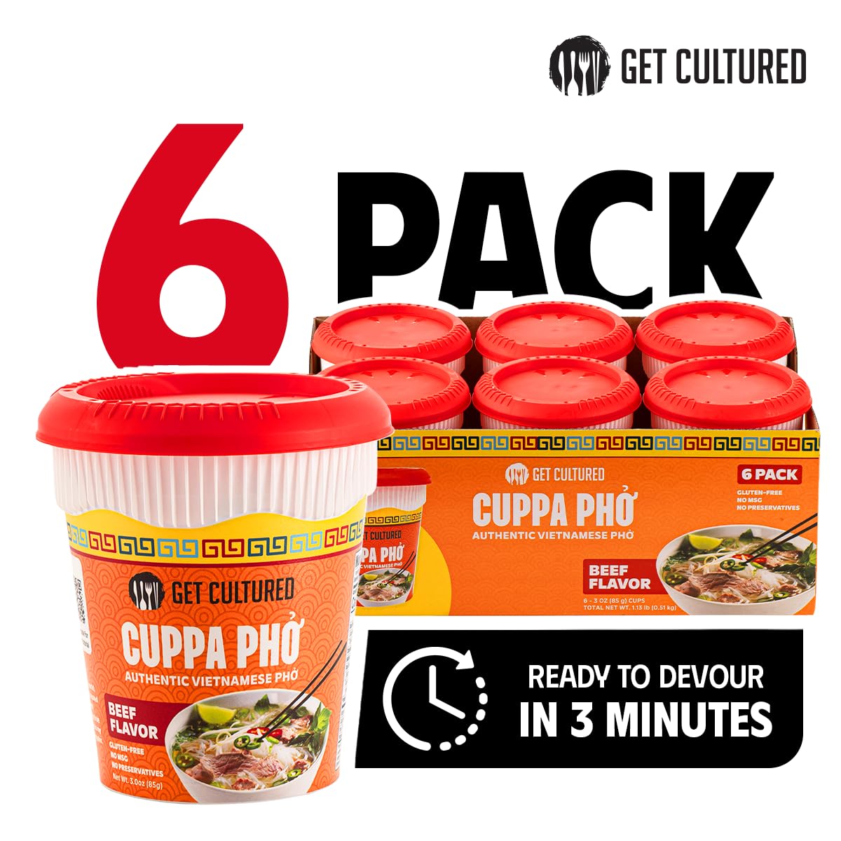 Get Cultured Box six-pack display offers convenient meal options.