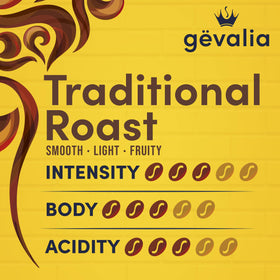 Gevalia caramel-fruit notes for a smooth cup.