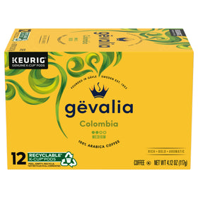 Gevalia K-Cups close-up of individual cups highlighting 100% Arabica beans.