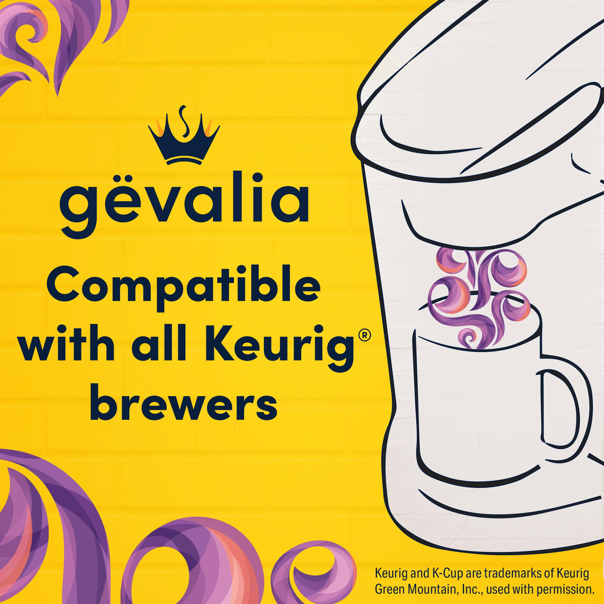 Gevalia Dark Royal Roast box with pods on a kitchen counter.