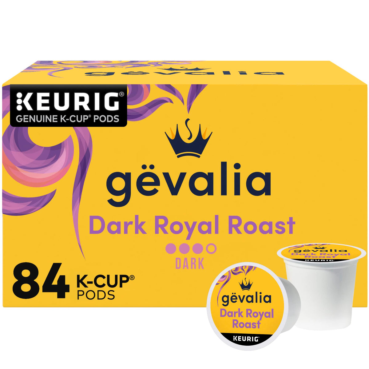 Gevalia Dark Royal Roast pod closeup showing bold flavor for single-serve brewing