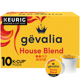 Gevalia House Blend K-Cup box front for quick, easy mornings