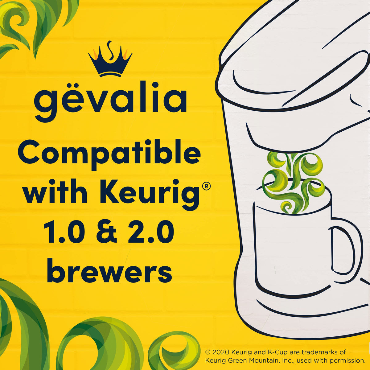Gevalia box highlights eligibility and kosher-friendly credentials.