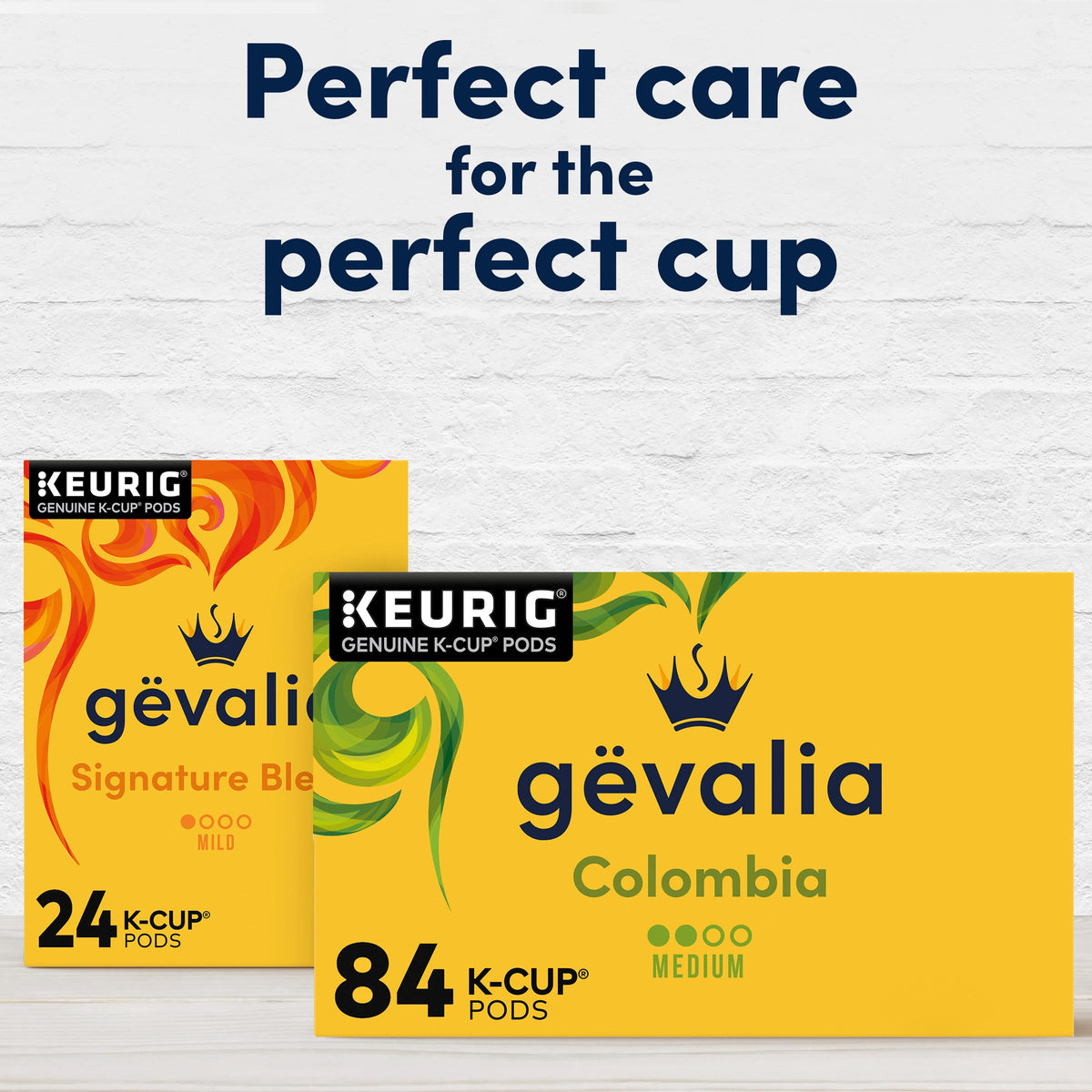 Gevalia packaging design front showing brand heritage and box details.