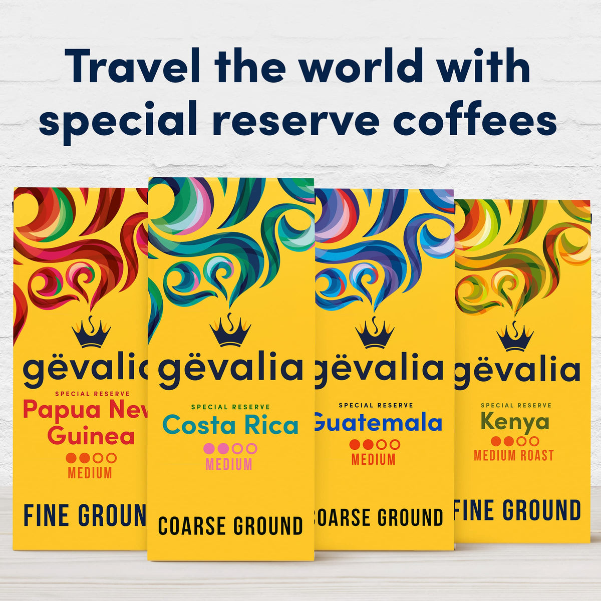Gevalia Rainforest Alliance certified label on the bag.