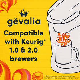 Gevalia Signature Blend aroma steam over cup suggesting inviting morning ritual