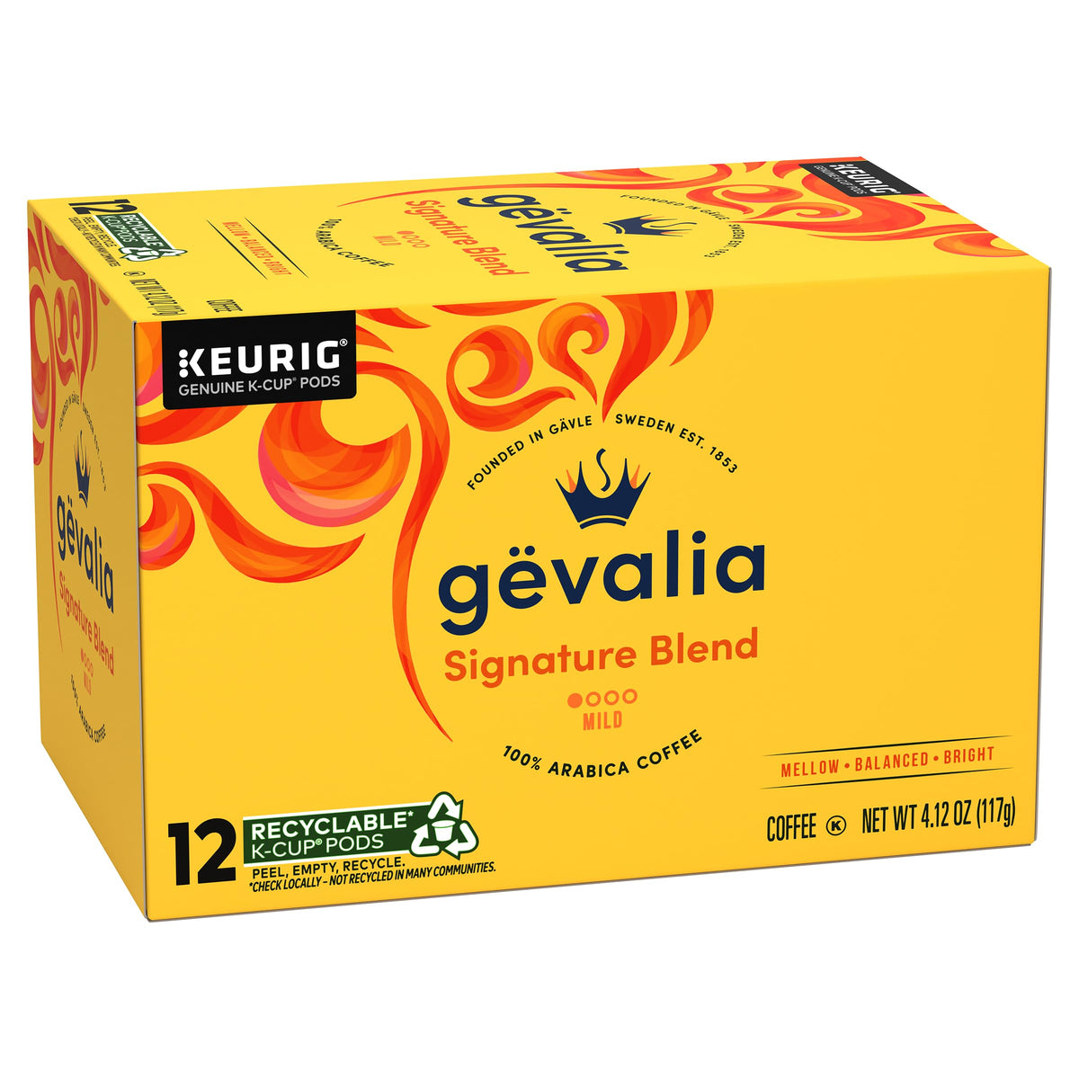 Gevalia Signature Blend Light Roast box front highlighting convenient packaging.