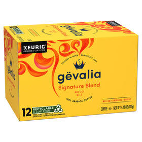 Gevalia Signature Blend Light Roast box front highlighting convenient packaging.