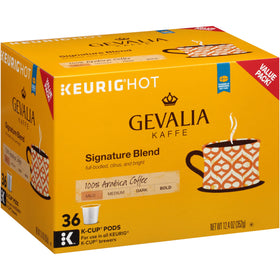 Gevalia Signature Blend Mild Roast coffee packaging preserves freshness and flavor.