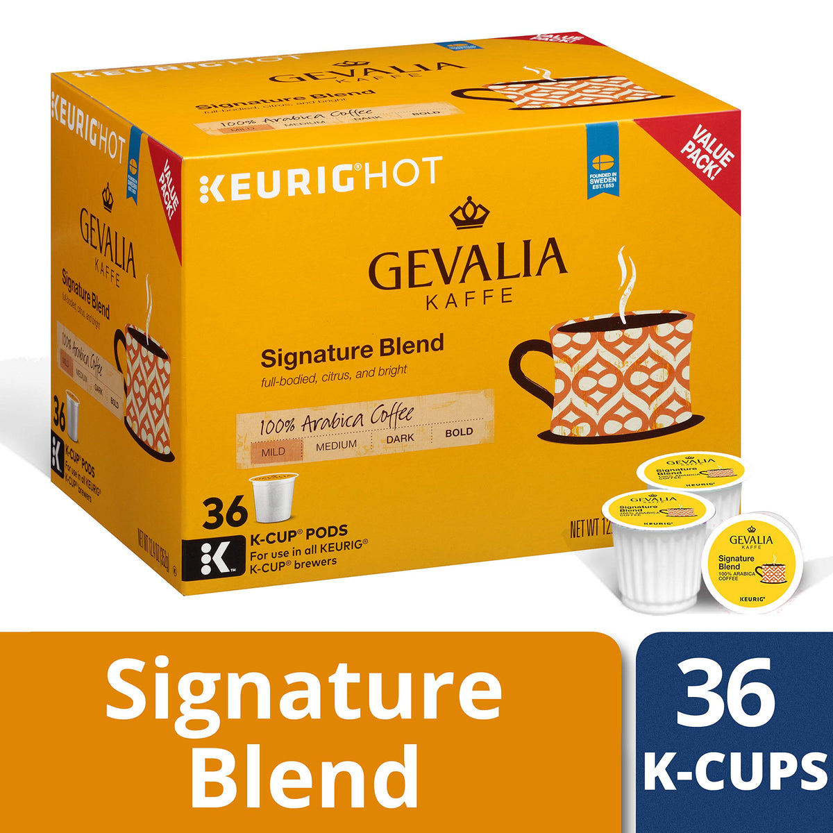 Gevalia Signature Blend Mild Roast single-serve cup ideal for quick, flavorful brews.